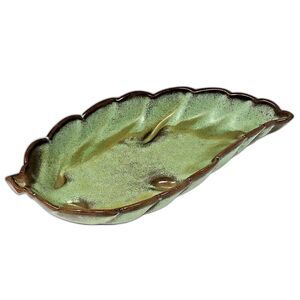VTG Frankoma Prarie Green Leaf Pottery Trinket Dish Colony Furniture House Promo
